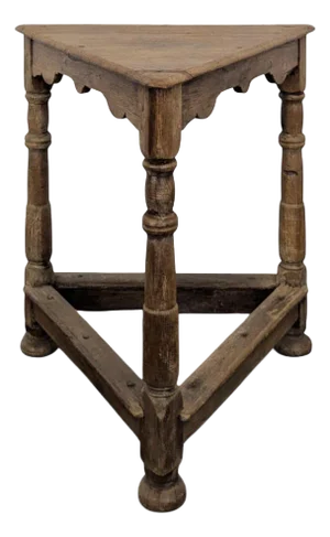 Antique Oak Tripod Console Table