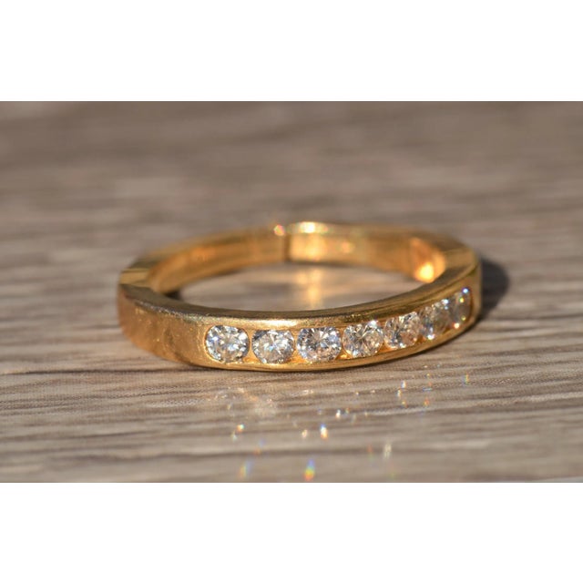 The Remington: Ladies 14 K Gold and Diamond Partway Stackable Band For Sale - Image 4 of 7