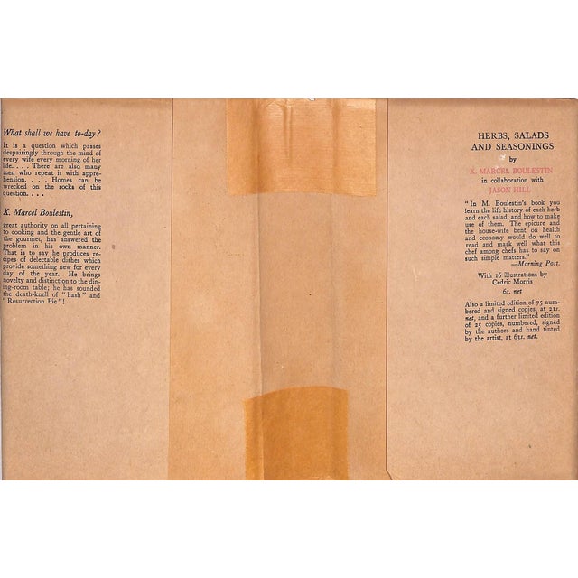 BOULESTIN, X. Marcel [251] pp. William Heinemann Ltd 1931 8" x 5 1/2" Xavier Marcel Boulestin (1878- 20 September 1943)...