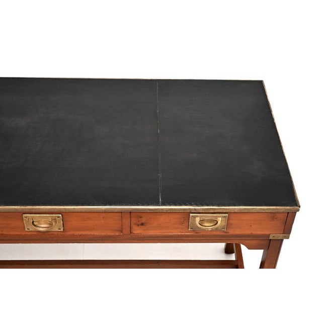 Metal Vintage Military Campaign Desk in Yew Wood, 1950s For Sale - Image 7 of 11