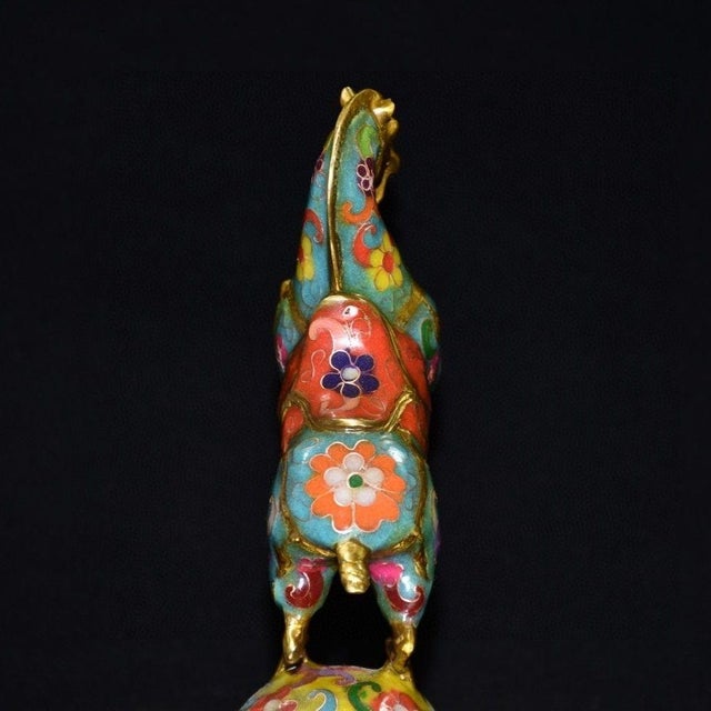 Vintage Cloisonne Enamel Horse on Ball - "Horse Treading the Universe" Figure For Sale - Image 4 of 9