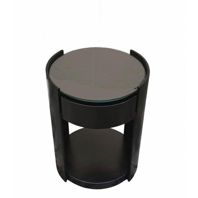 Cylindrical Wooden Nightstand with Wheels and Drawer, Italy, 1970s For Sale - Image 6 of 7