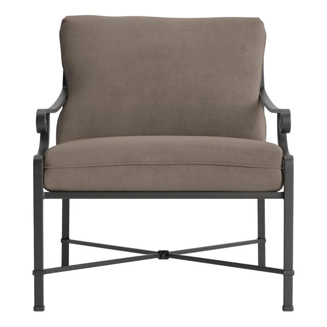 Brown Jordan Venetian Lounge Chair, Textured Pewter frame with Fusion Taupe fabric For Sale