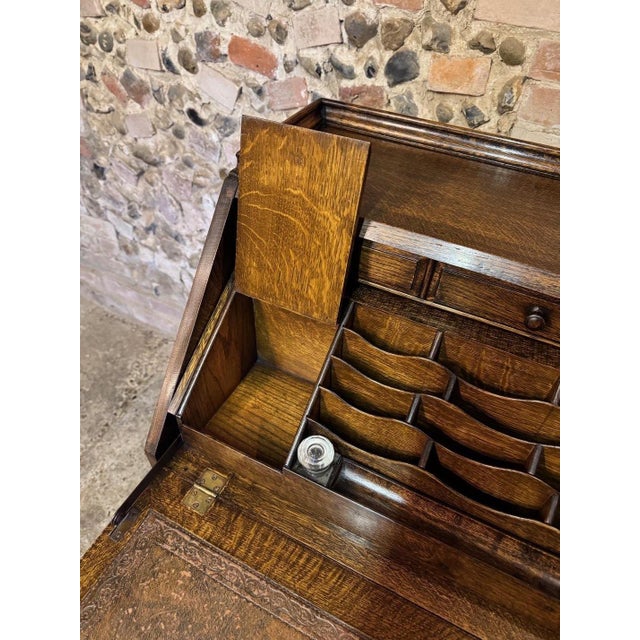 Vintage Jacobean Carved Oak Secretaire, 1920 For Sale - Image 10 of 18