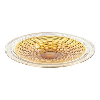 Large Golden Amber Colored Glass Dish For Sale