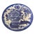 Antique Blue & White Imari Porcelain 17.25" Floral Decorated Charger With Cat & Bees For Sale
