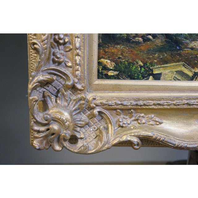 Late 20th Century Rome Italy Capriccio Landscape Oil Painting After Francesco Lazaro Guardi 32" For Sale - Image 9 of 12