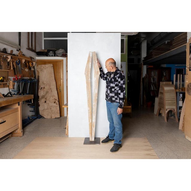 Wood Signes White Sculpture in Natural Wood by Jean-Baptiste Van Den Heede For Sale - Image 7 of 8