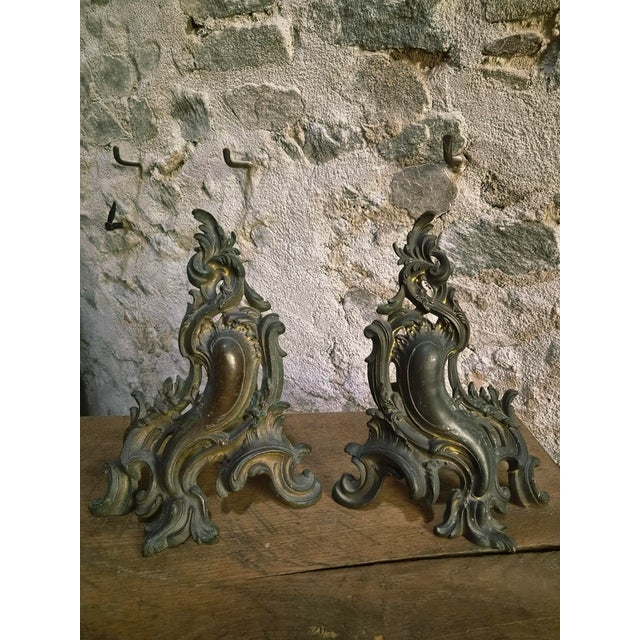 Antique French Bronze Andirons, 1900, Set of 2 For Sale - Image 14 of 16