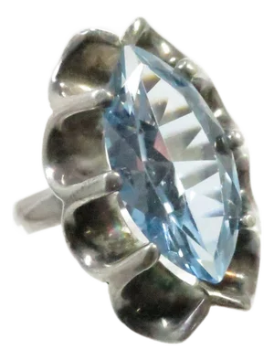 Vintage Sterling & Blue Topaz Ring Mexico 1960s, Size 9.75