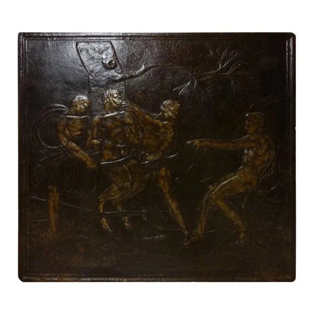 Metal 18th Century French Cast Iron Fireplace Back or Fire Back For Sale - Image 7 of 8