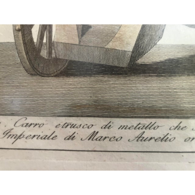 Printmaking Materials Late 18th Century Hand Colored Etching of Roman Etruscan Chariot & Armor, Copper Frame. For Sale - Image 7 of 11