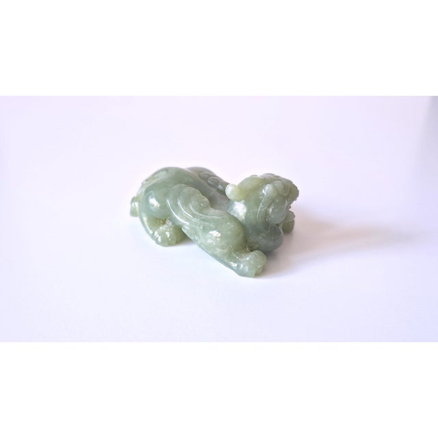 19th Century Chinese Celadon Jade Bixie Figure, Qing Dynasty or Early Republic Period For Sale - Image 5 of 8