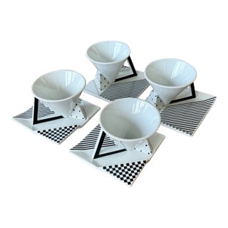 1990s Memphis Style Helena Uglow "Millennium" for Mikasa Cup & Saucer Set - 8 pcs For Sale