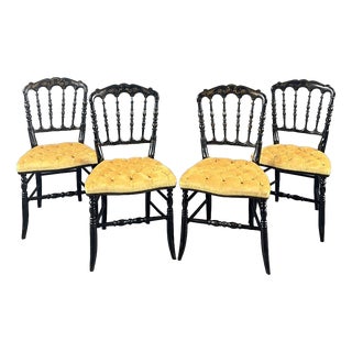 19th Century Napoleon III Chairs in Blackened Wood, Set of 4 For Sale