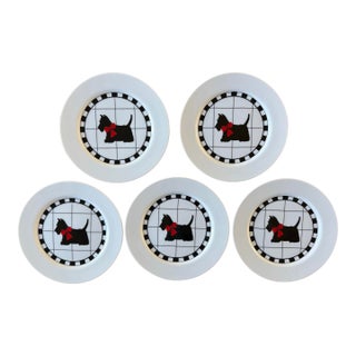 Set of 5 Vintage Scottie Dog Small Plates by Department 56 For Sale