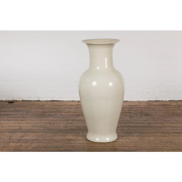 Oversized Chinese Vintage Altar Vase with Blanc de Chine Finish and Flaring Neck For Sale - Image 4 of 13