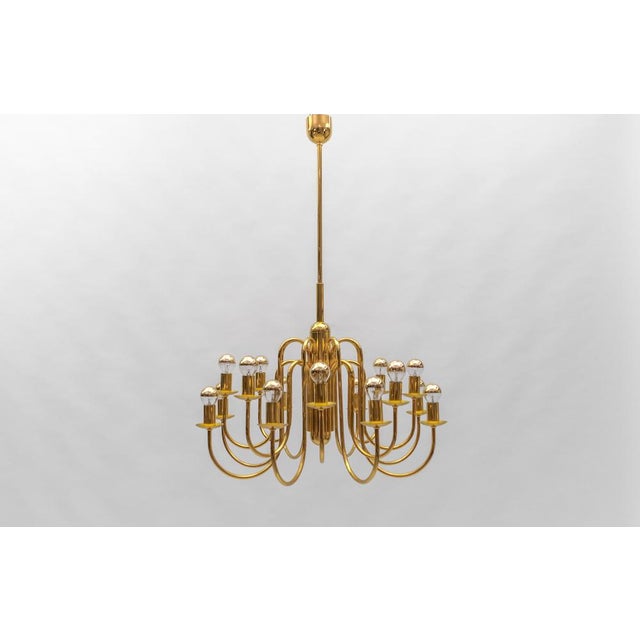 Mid-Century Modern Brass Chandelier Lamp, Italy, 1970s For Sale - Image 15 of 15