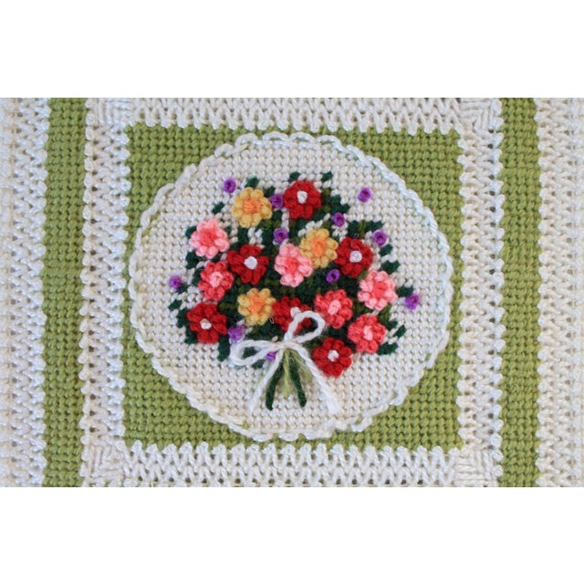 Vintage Unframed Floral Needlepoint Wall Hanging For Sale - Image 4 of 6
