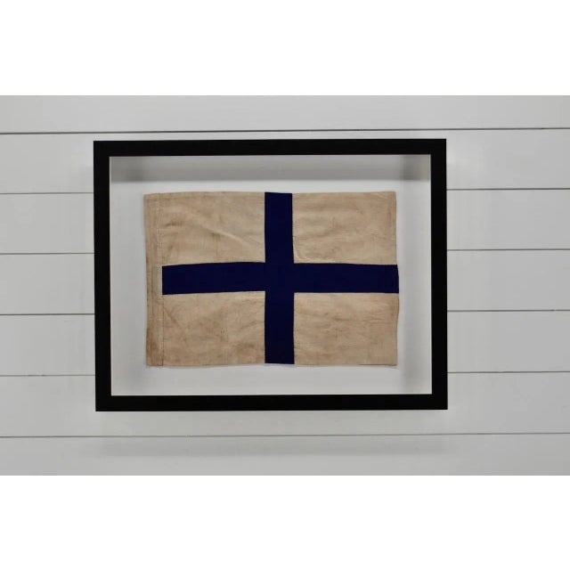 Authentic nautical signal flag. Made in the USA. Represents the letter "X" Professionally framed in our own frame shop....