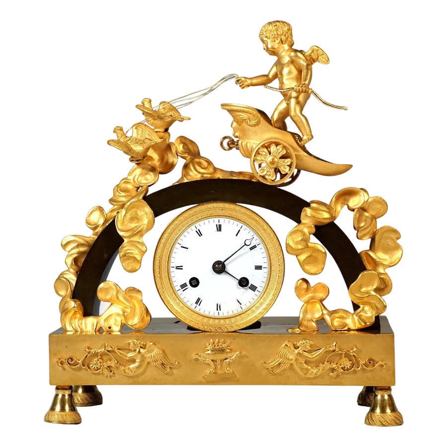 French Museum Ormolu Mantle Clock, Paris, 1820 | Chairish