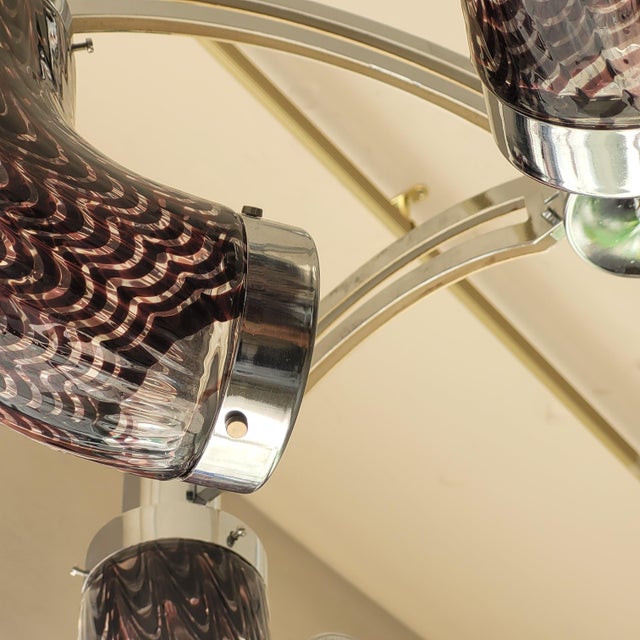 Art Deco Murano Glass Chandelier, Italy, 1980s For Sale - Image 10 of 13