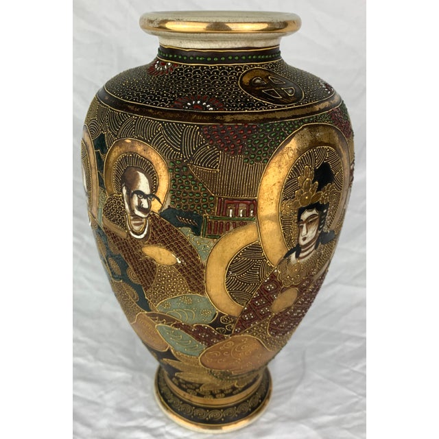 Japanese Antique Early-20th-Century Japanese Satsuma Export Vase For Sale - Image 3 of 7