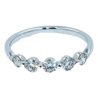 Half Carats Round Shape Brilliant Cut Diamond Half Bezel Prong Set Thin Eternity, Size 7 For Sale