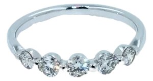 Half Carats Round Shape Brilliant Cut Diamond Half Bezel Prong Set Thin Eternity, Size 7