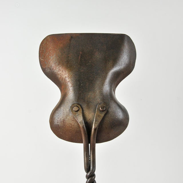 Vintage Iron Fireplace Tool Set Twisted Handles Five Piece Rustic Hearth Tools For Sale - Image 14 of 15