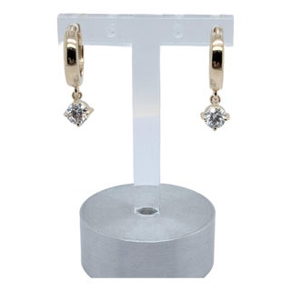 10k Yellow Gold Hoop Earrings With 0.15ct Lab-Grown Diamond Drops, A Pair For Sale