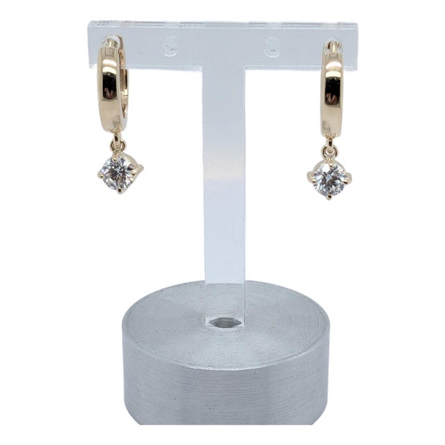 10k Yellow Gold Hoop Earrings With 0.15ct Lab-Grown Diamond Drops, A Pair For Sale