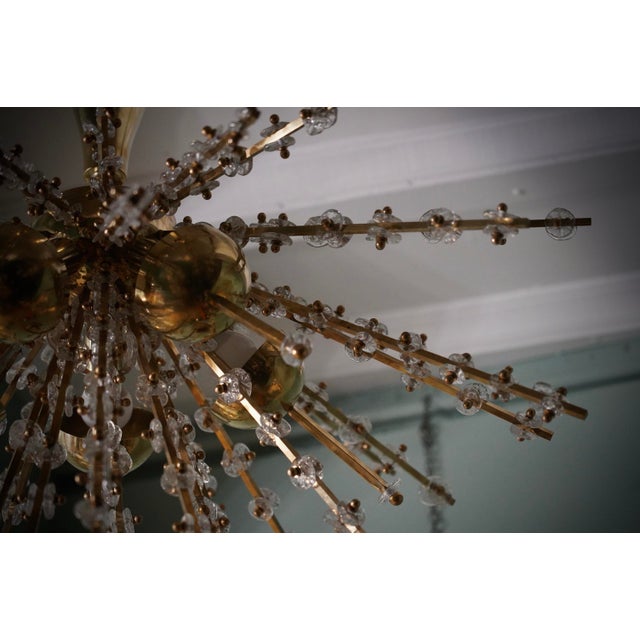 Murano Art Glass and Brass Sputnik Chandelier, 1990s For Sale - Image 9 of 12