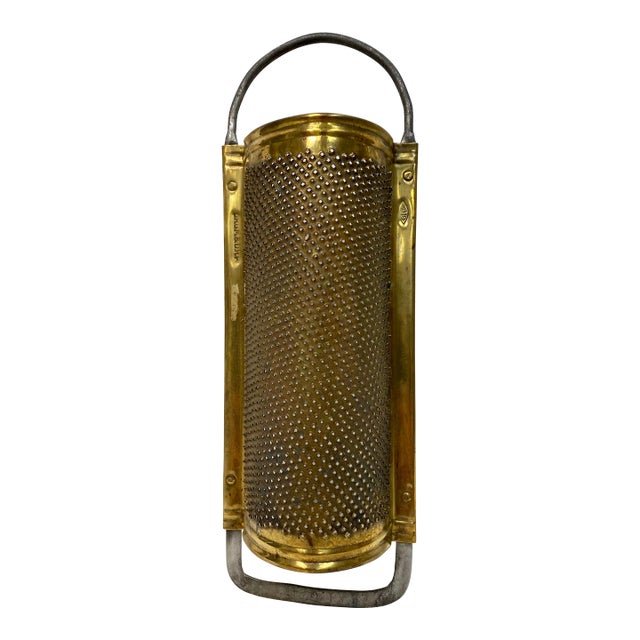 Gigantic Vintage Brass Double Handled Half Round Kitchen Grater From Germany For Sale