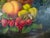 Primitive Antique Country Gilt Framed Still Life Oil Painting Canvas w Berries In good original condition showing some...