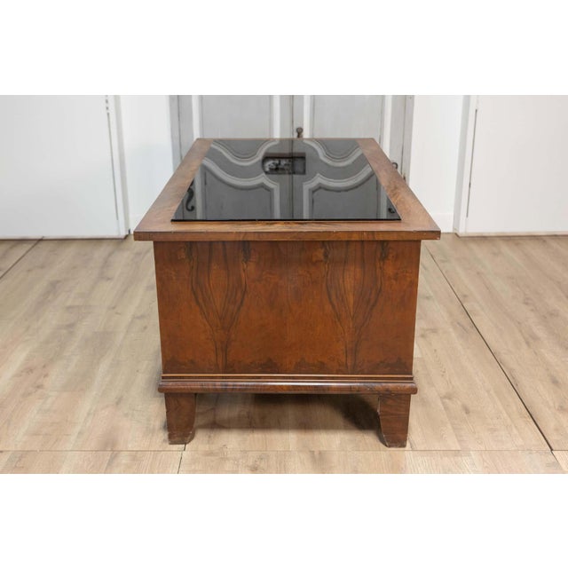 Wood Italian Glass Top Desk, 20th Century For Sale - Image 7 of 17