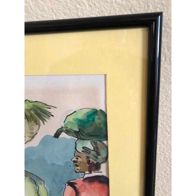 Late 20th Century Jamaican Figurative Original Watercolor Painting by