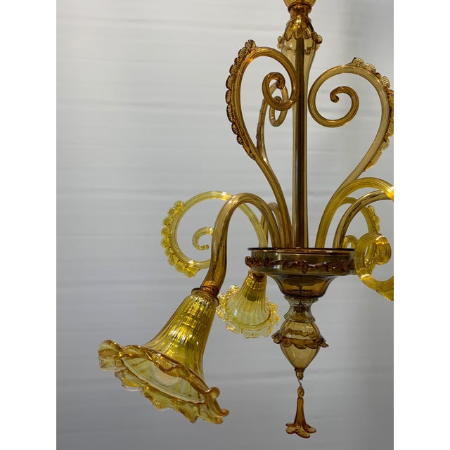Vintage Murano Glass Chandelier attributed to Galliano Ferro, Italy, 1930s For Sale - Image 7 of 10