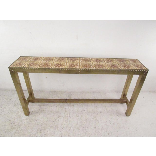 1970s 1970s Unique Mid-Century Brass Console Table For Sale - Image 5 of 12