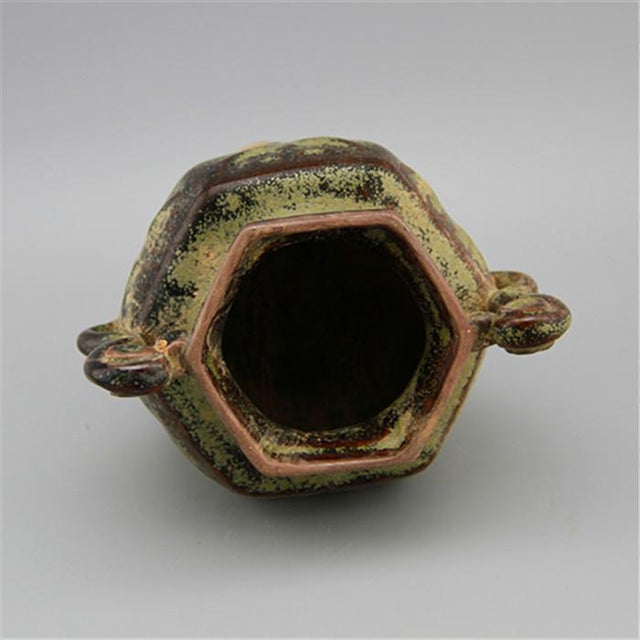 Tea-Dust Glazed Tripod Incense Burner With Pierced Lid For Sale - Image 4 of 5