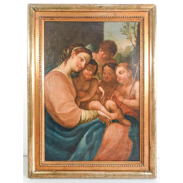 Mary, Jesus, and John the Baptist, Early 19th Century, Oil Painting on Canvas For Sale - Image 14 of 14