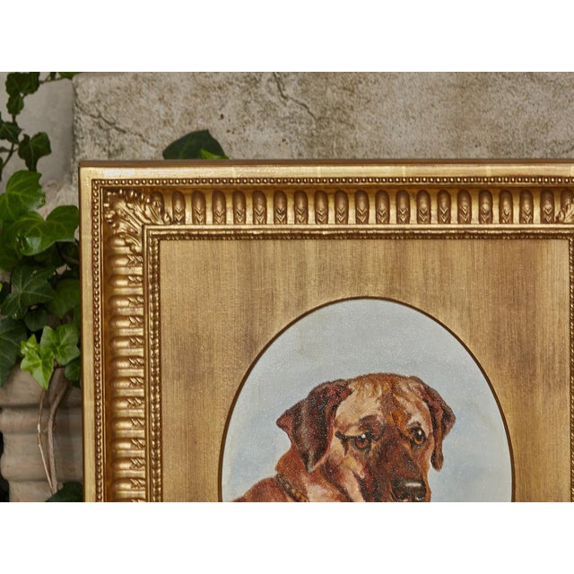 English 19th Century Oil on Board Mastiff Dog Painting in Giltwood Frame For Sale - Image 9 of 12