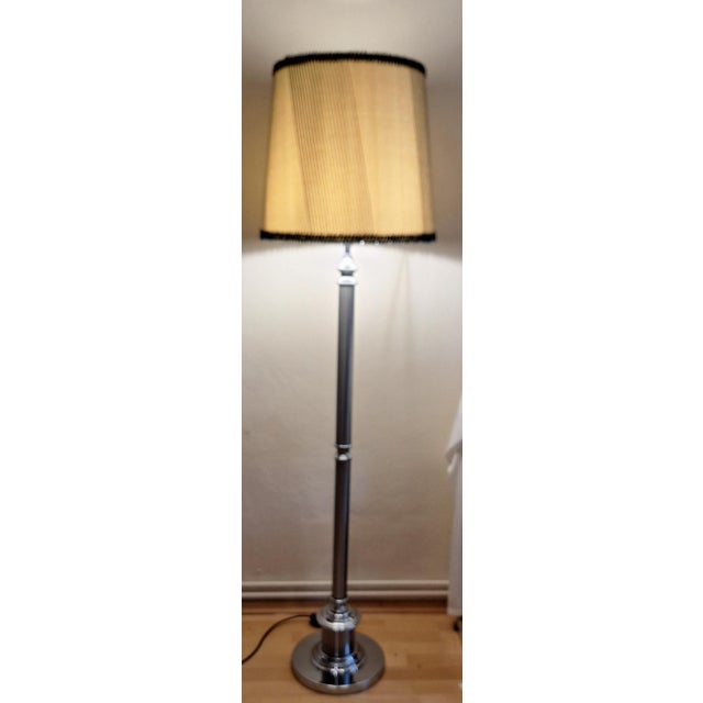 Vintage Floor Lamp with Chrome-Plated Metal Base and Fabric Shade by Lamplove, 1970s For Sale - Image 10 of 10