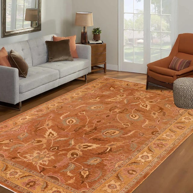 Designed with mesmerizing intricacy and gorgeous color palette, this hand-knotted masterpiece is an semi-Vintage...