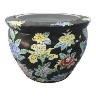Vintage Chinese Porcelain Fish Bowl Jardiniere Planter For Sale