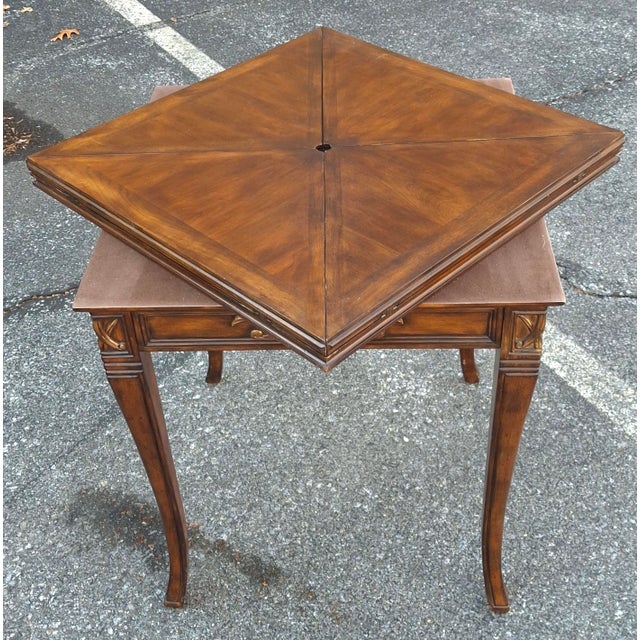 Late 20th Century Neoclassical Style Mahogany Handkerchief Envelope Games Table For Sale - Image 13 of 14