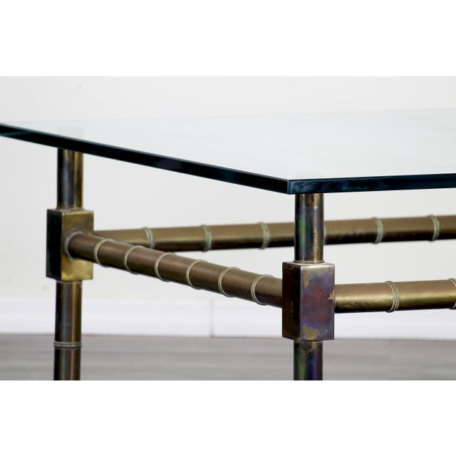 Mid-Century Modern Late 20th Century Mid-Century Brass Coffee Table With Glass Top For Sale - Image 3 of 4