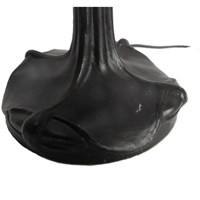 Coffee Vintage Tiffany Style Iron Bronze Lamp With Shade For Sale - Image 8 of 16