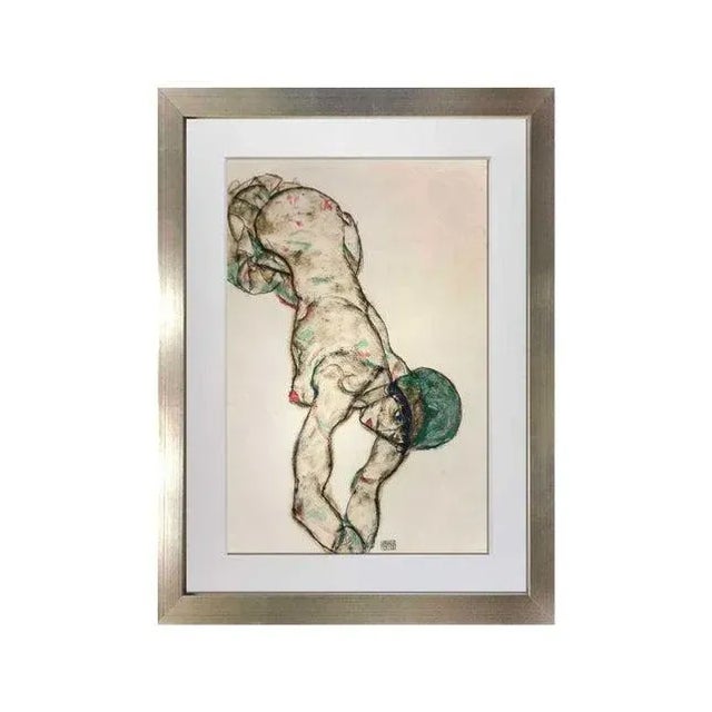 Schiele Lithograph Gouache titled Female Nude Facing Right. Size : 50.2x35.6cm. It is a numbered Limited Edition out of a...