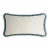 Early 21st Century White Velvet with Teal Fringes Rectangle Happy Pillow from Lo Decor For Sale - Image 5 of 5